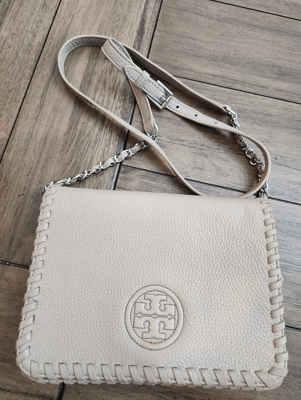 Tory Burch Kira Whipstitch Crossbody Bag in Soft Cream